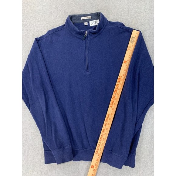 Peter Millar 100% Cotton Quarter Zip‎ Pullover Sweater (Men's Large) Blue - Picture 4 of 11